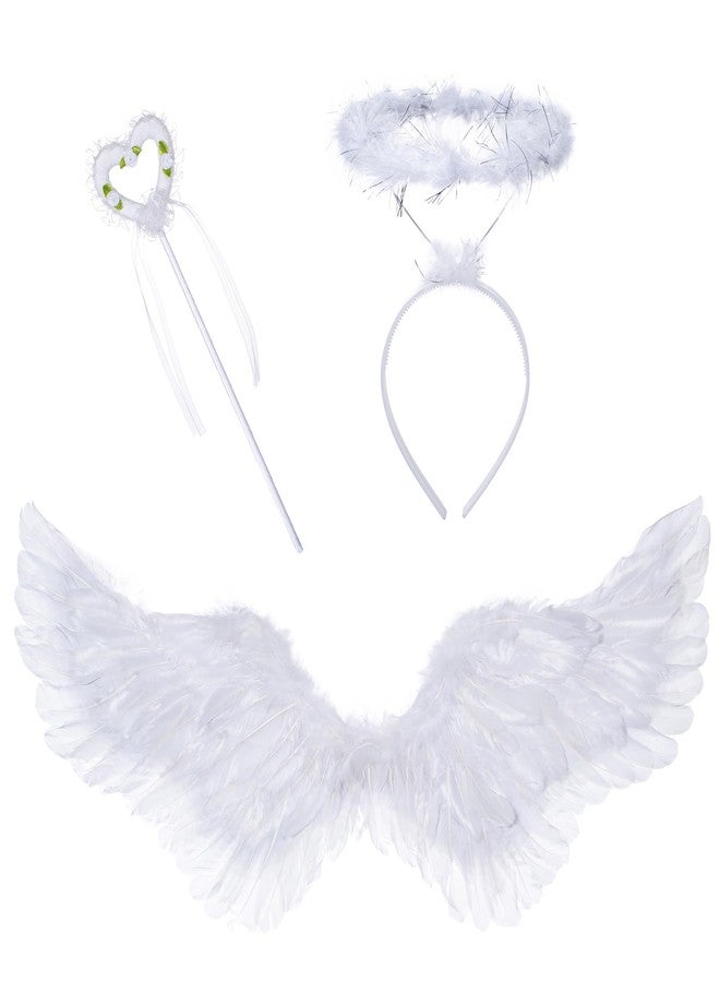 Irtysh Kids Angel Costume With Angel Feather Wings headband Wand Set For Girl's Halloween Birthday Cosplay(WT 120) - Image 5